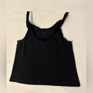 Brandy Melville basic ribbed ruffle cropped black tank top